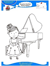 Çocuklar İçin Piano Boyama Sayfaları 